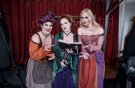 Migrated L.I.F. favorites with a male slave in the Hocus Pocuses parody group of witchy MILF beauties.