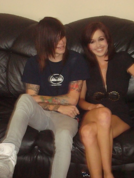 An amateur emo girlfriend undresses and is startled by her boyfriend's skinny-looking tattoo.