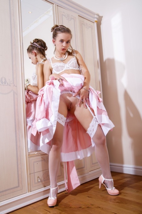 Classy Babe Milena Angel Strips Her Glamorous Dress & Poses In Her Lingerie