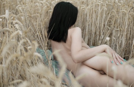 Breathtaking Amateur Babe Lyalya Massages Her Big Tits In A Wheat Field