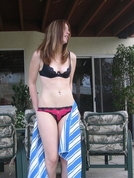 Lesbian Teens Show Off Their Petite Bodies In Swimwear By The Pool