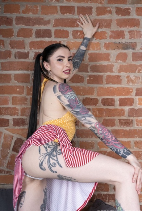 Tattooed American Babychocolate Gets Naked And Displays Her Hairy Holes