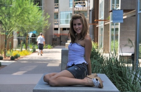 Sweet American Teen Tina Exposes Her Tiny Tits And Poses In Public