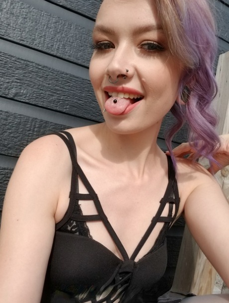 Purple-haired Teen Luna Temptress Flirts With Her Stepbrother Before Stripping