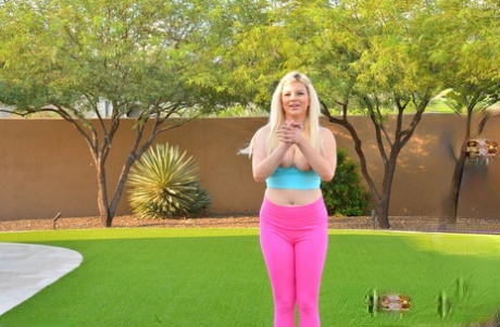 Naughty Curvy MILF Heather Toys With A Dildo During An Outdoor Yoga Session