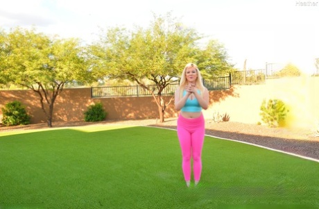 Naughty Curvy MILF Heather Toys With A Dildo During An Outdoor Yoga Session