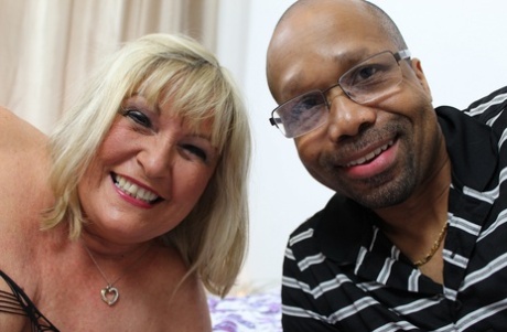 British Granny With Big Tits Alisha Rydes Humps Her Young Black Lover's Dick