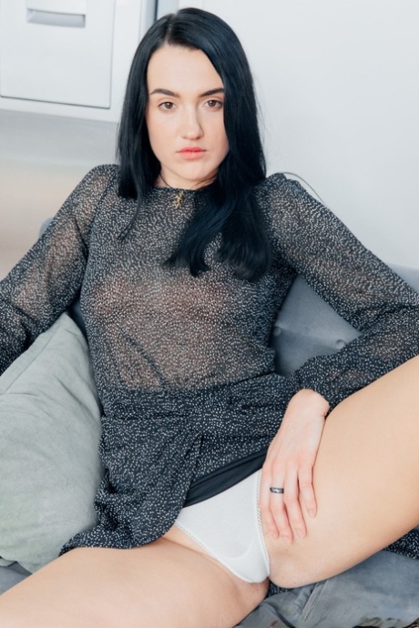 Raven-haired teen Eva Red getting disciplined and fucked by her old stepdad