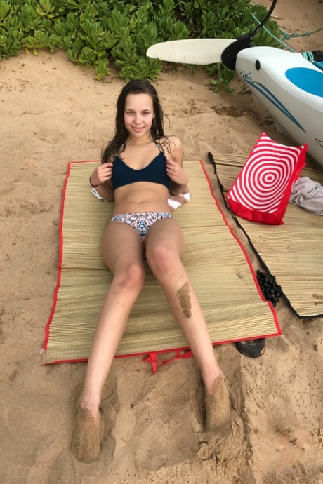 Amateur Girlfriend Liza Rowe Poses In Her Sexy Bikini On A Sandy Beach
