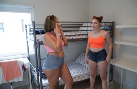 Stepsister Valentina Jewels and Arietta Adams showcase their curves and ride a penis.