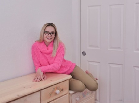 Nerdy Blonde Teen Aften Opal Shows Her Big Ass And Gets Fucked And Creampied