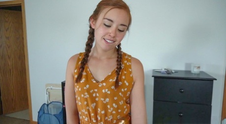 Little Ginger With Pigtails Brandi Braids Gives Sensual Head & Rides A Rod