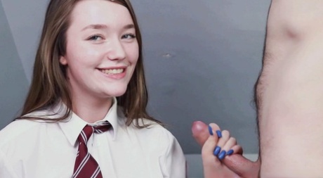 Naughty Schoolgirl Olivia Keane Masturbates With A Vibrator In An MFM 3some