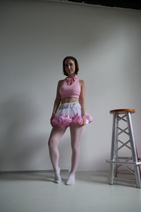 In her tutu while dancing, Brunette ballerina Lia Louise fucks and flirts with the dance instructor.