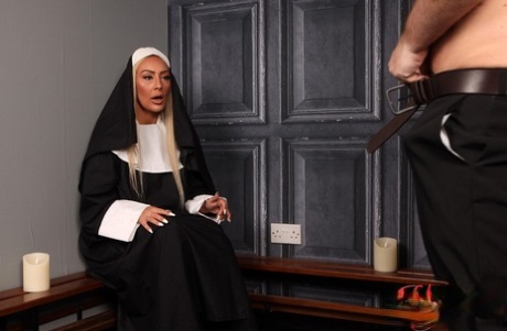 Blonde Nun Jess Nova Exposes Her Stunning Body And Big Tits For A Voyeur