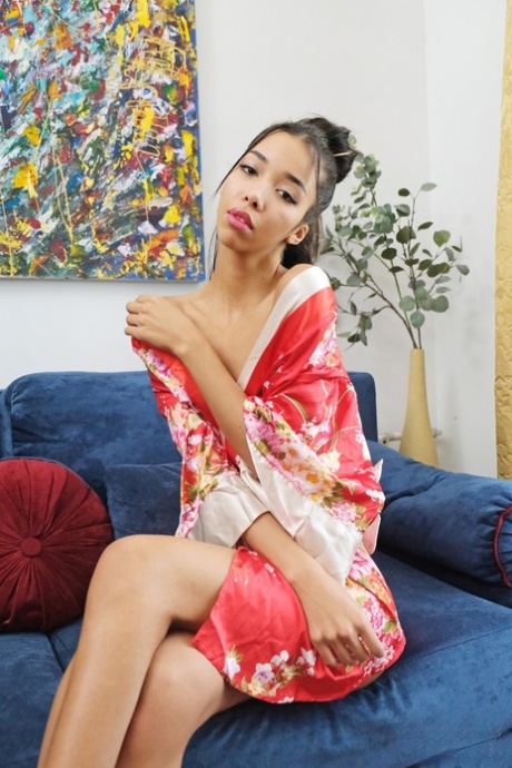Asian Beauty Lia Lin Takes A Fat White Dick Up Her Tight Booty On The Sofa