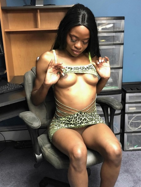 Skinny Ebony MILF Melody Cummings Kneels Down & Sucks A White Dick At Work