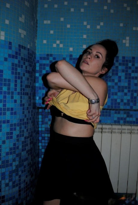 Amateur babysitter strips and teases with her hot boobs, ass and holes