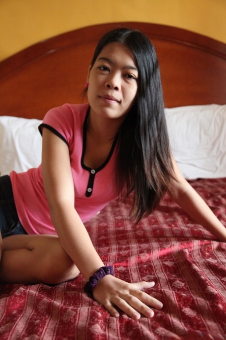 Short haired Filipina Marie Espino being mistreated by her date in a hotel room.