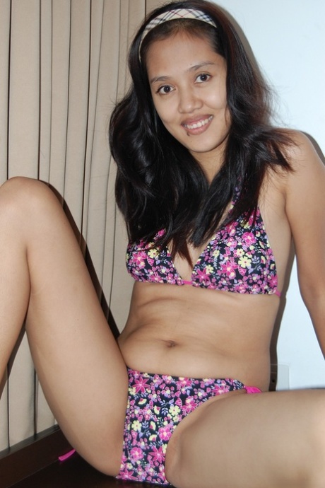 Filipina Jehhan Ablog strips naked in her cute bikini and pins a stranger to the ground.