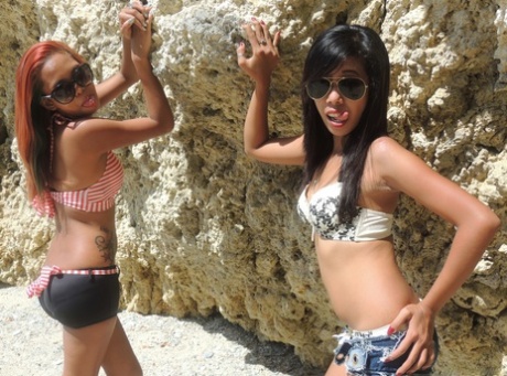 Danish Asian duo: Shanelle Velasco (left) and Bubbles Lacsamana (right) pose at the beach.