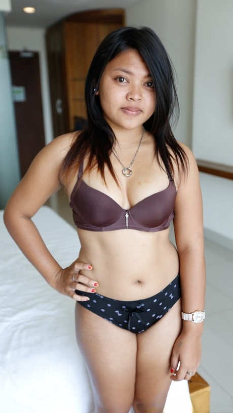 The lovely Asian lady from Australia, Pann, breaks her firm tits and puts on a knob in POV.