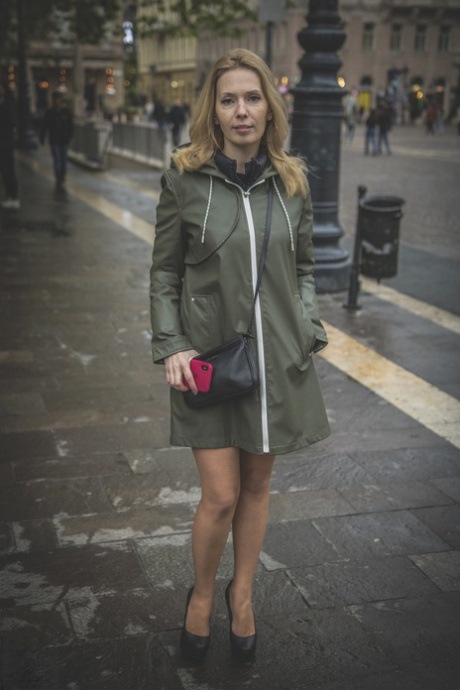 Petite Hungarian Blonde Alexa Si Flaunts Her Sexy Legs While Posing In Public