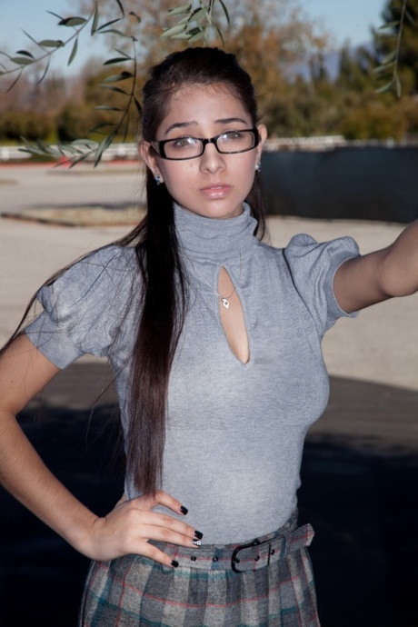 Teen With Tiny Ass Megan Salinas Flashes Her Cleavage And Panties In Public