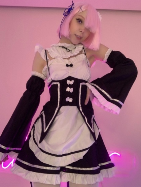 Sexy OnlyFans Babe Little Kitty Poses In Her Hot Maid Uniform In A Solo