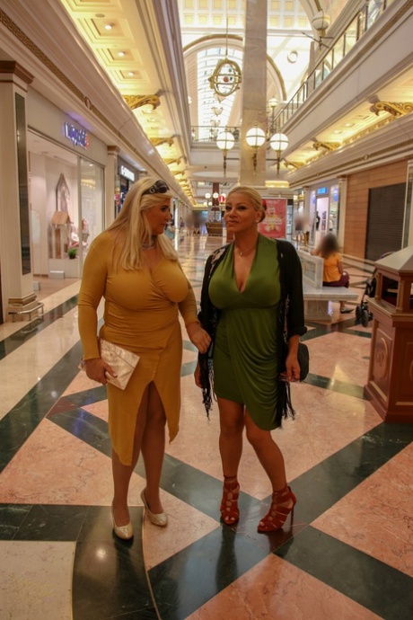 In public, Chubby MILF's Alexa Blun and Muse Libertina showcase their seductive outfits with their sexy dresses.
