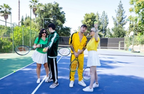 In a wild outdoor foursome, Kenzie Taylor and Mona Azar take on each other in tennis.