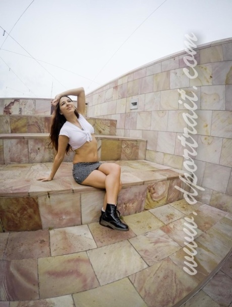 Hot Australian teen flashing her panties at Federation Square in Melbourne