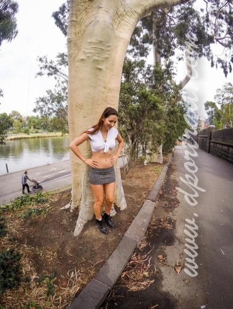 Hot Australian teen flashing her panties at Federation Square in Melbourne