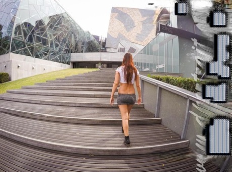 Hot Australian teen flashing her panties at Federation Square in Melbourne