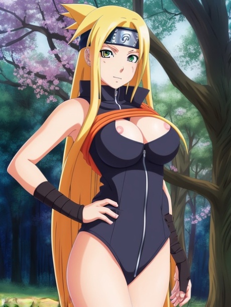 An outdoor scene is created by Hentai models with large breasts, powered by pretty AI.
