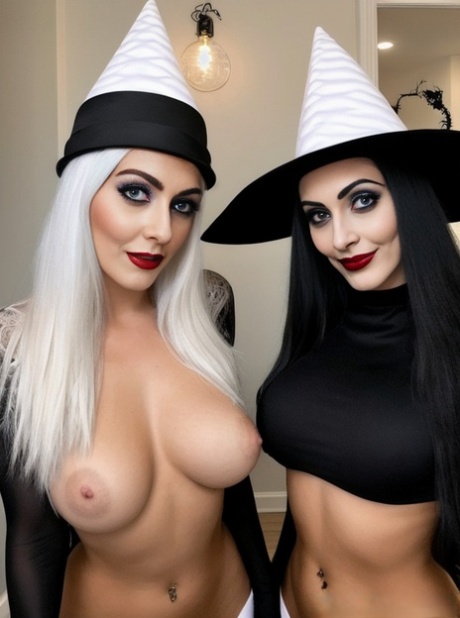 Nellie Emery and her attractive friends were prompted to remove their Halloween costumes by AI.