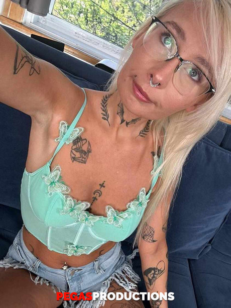 Hot Blonde Teen Vanessa Russian Strips Naked & Shows Her Inked Body