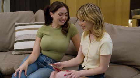Young Lesbian Demi Hawks Enjoys A Steamy All-girl Threesome With Her Stepmom