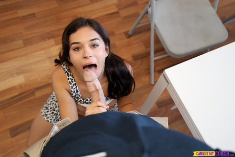 Petite Brunette Aria Valencia Gets Her Mouth & Pussy Fucked By Her Coach