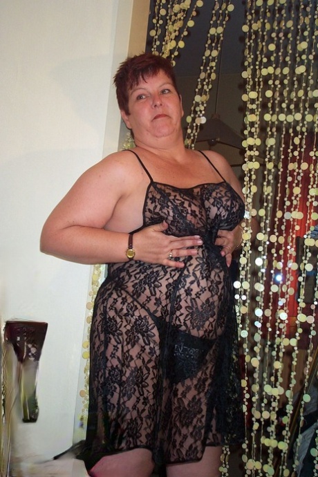 Chubby Granny Katrien Doffs Her Lacy Dress And Toys Her Fat Pussy In A Solo