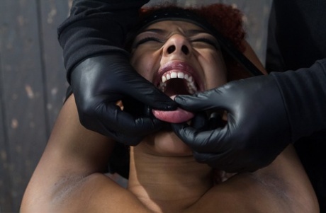 Tall Ebony Daisy Ducati Gets Painfully Toyed While Bound In The Dungeon