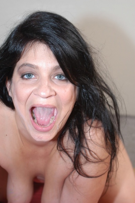 Debra, a large and dark-colored adult female, consumes black pussy and chews through it.