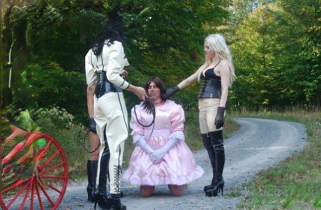 Singular femdoms at Dietrich'S slave farm provide entertainment for the sissy slaves.