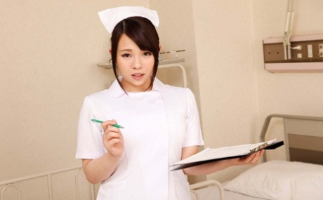Busty Japanese nurse Mihane Yuuki gets her cunt eaten out and banged roughly