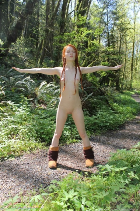 Amateur Ginger Dolly Strips In Nature And Practices Yoga Butt Naked