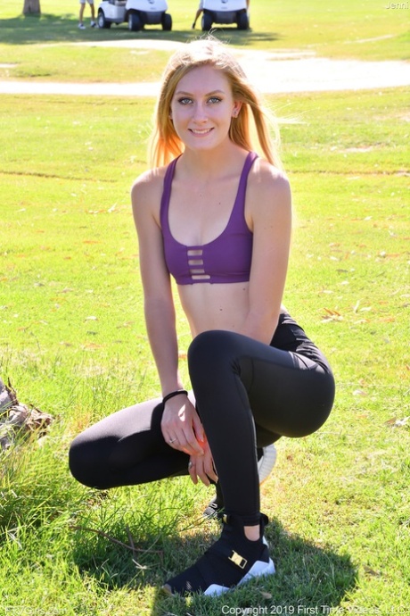 Slim Teen Jenni Shows Her Flexibility Before Exposing Her Hot Body Outdoors
