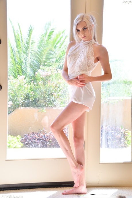 Slender Blonde Teen Joslyn Reveals Her Hot Body And Toys Herself