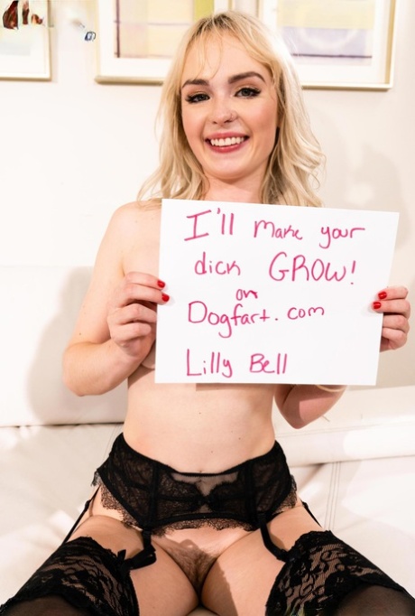 Lingerie-clad teen Lilly Bell humps a BBC and gets her vagina creampied