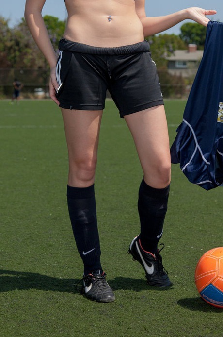 Youngster footballer, Bailey Rayne displays her nip and undies on the field.